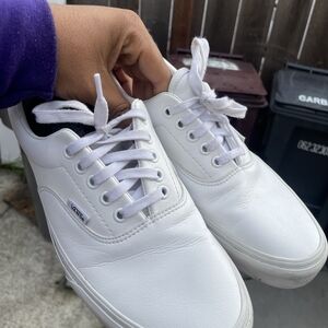 VANS Era Classic Tumble TRUE WHITE Leather SNEAKER Skateboard Shoe MENS Sz 9.5